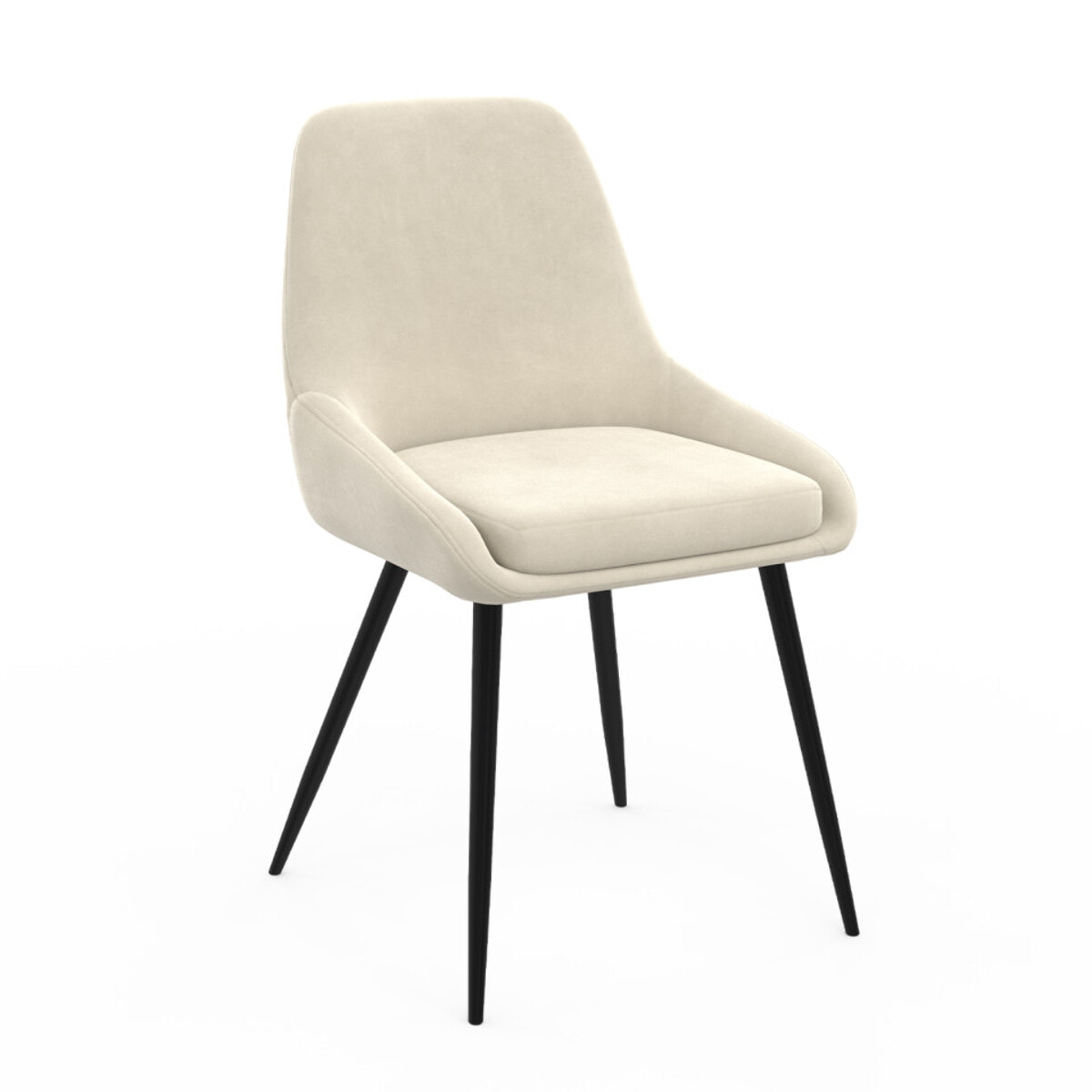 Chaises Olivia en velours et pieds métal - Crème