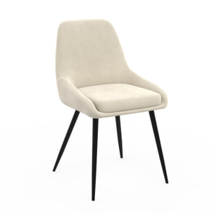 Chaises Olivia en velours et pieds métal - Crème