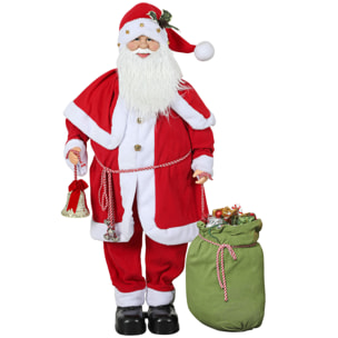 Figurine de Père Noël debout H.140 cm hotte cloche effets sonores mouvements