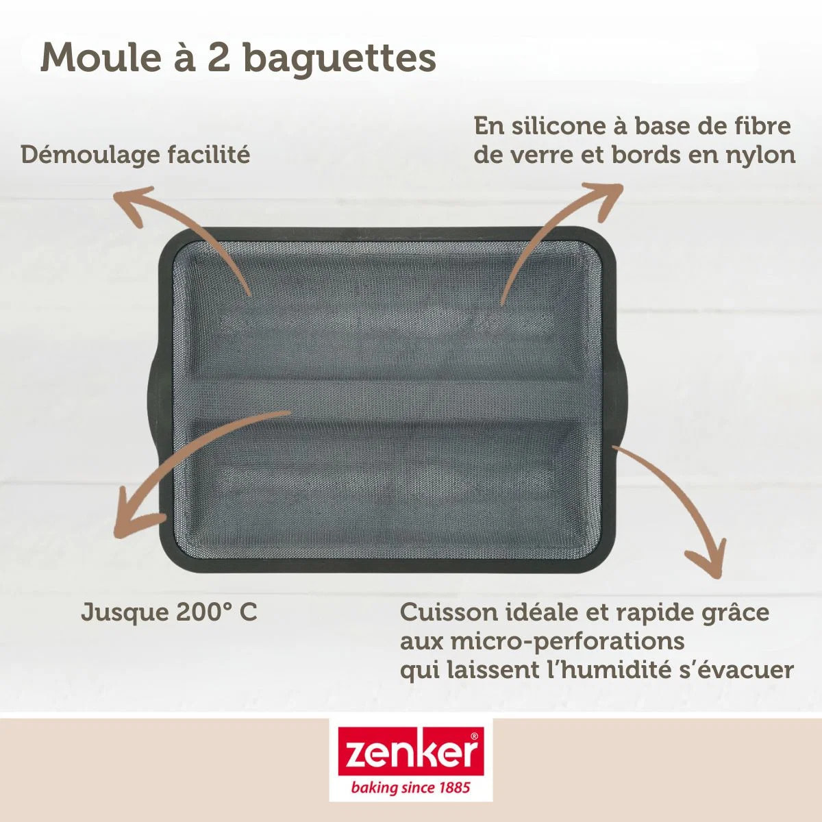 Moule à baguettes de pain 36 x 26 cm Zenker Silicone fibre de verre