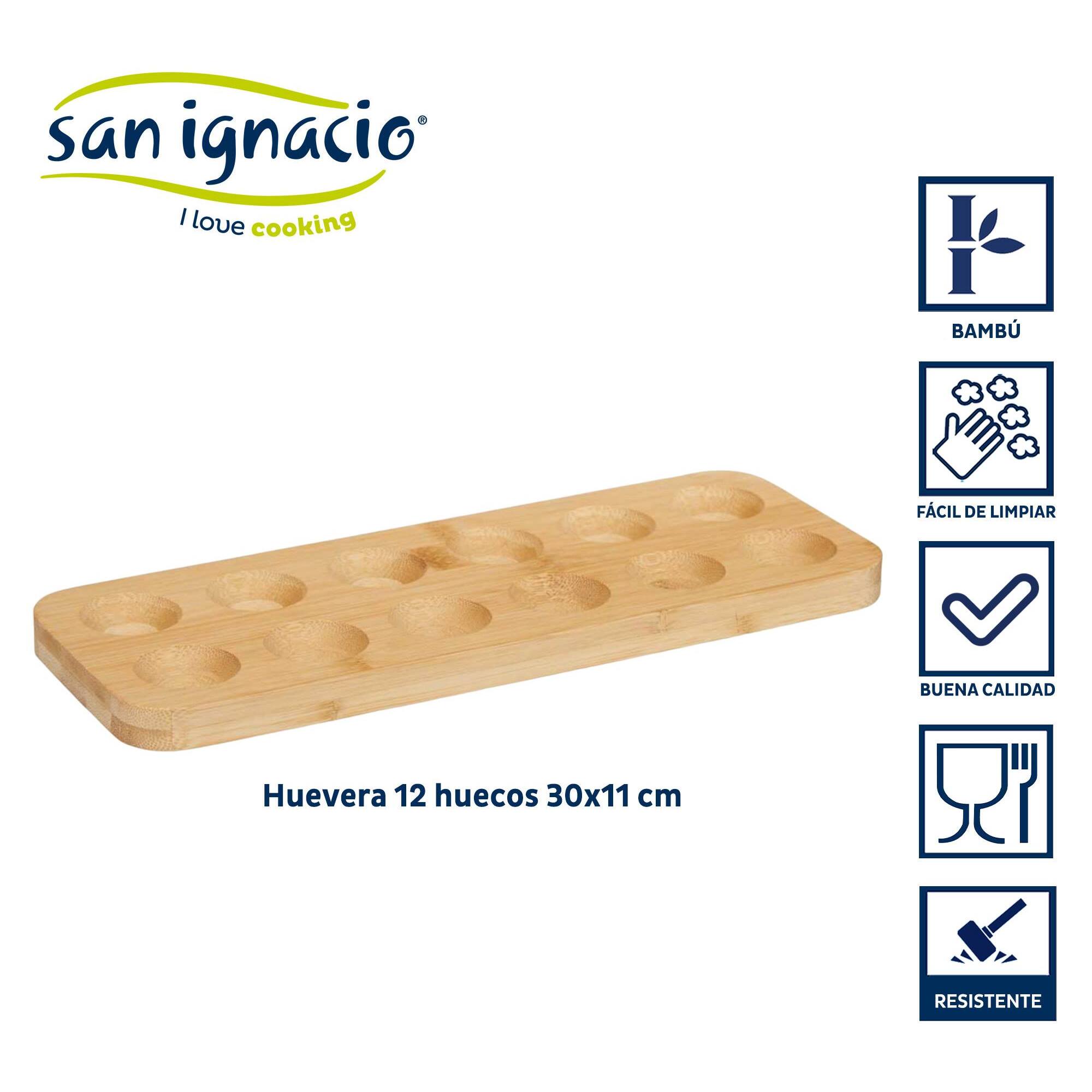 Huevera 12 huecos bambu 30x11 cm colección kinvara