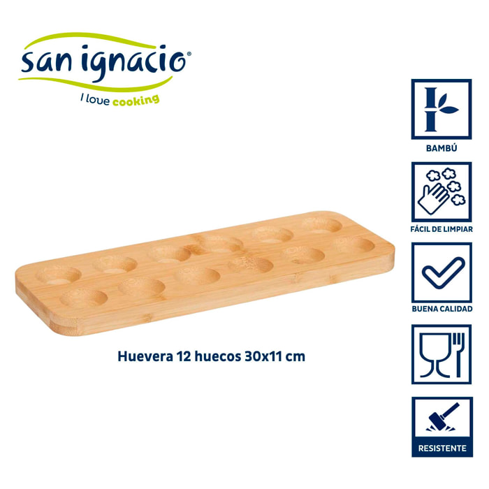 Huevera 12 huecos bambu 30x11 cm colección kinvara