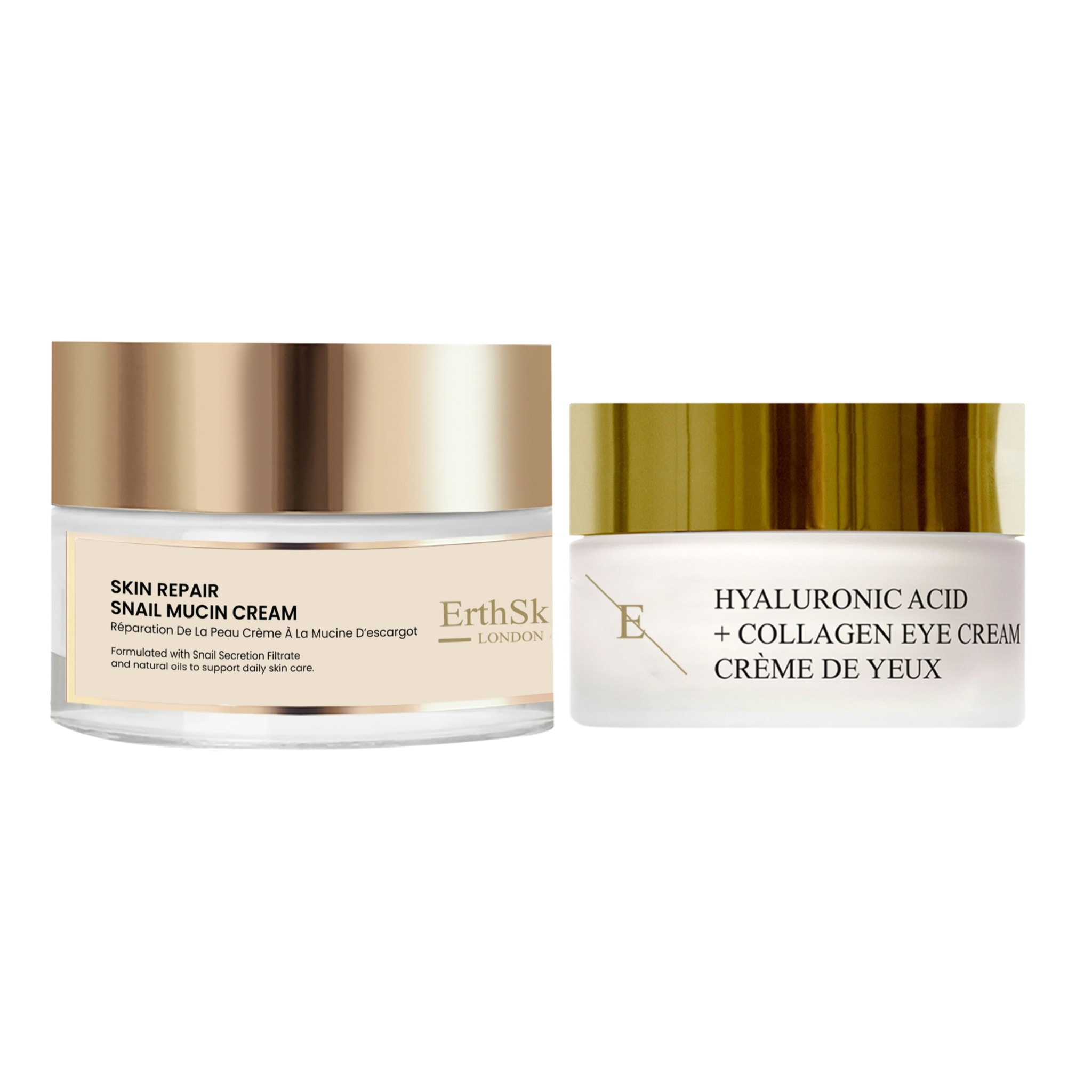 Crema reparadora de caracol para la piel + Crema contorno de ojos antiedad