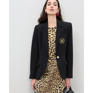 Abito midi aderente con drappeggio in stampa animalier