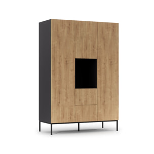 Felicia - armoire - bois et noir - 135x200 cm - Bois / Noir