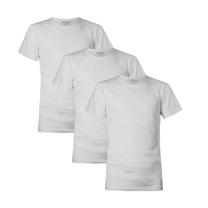 T-Shirt Uomo Pyrex Cotone Bielastico Art. PG30 Conf. 3 pz Girocollo Bianco