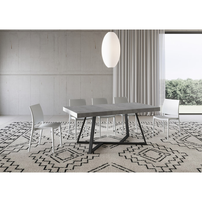 Mesa extensible 90x180/284 cm Booster cemento patas antracita