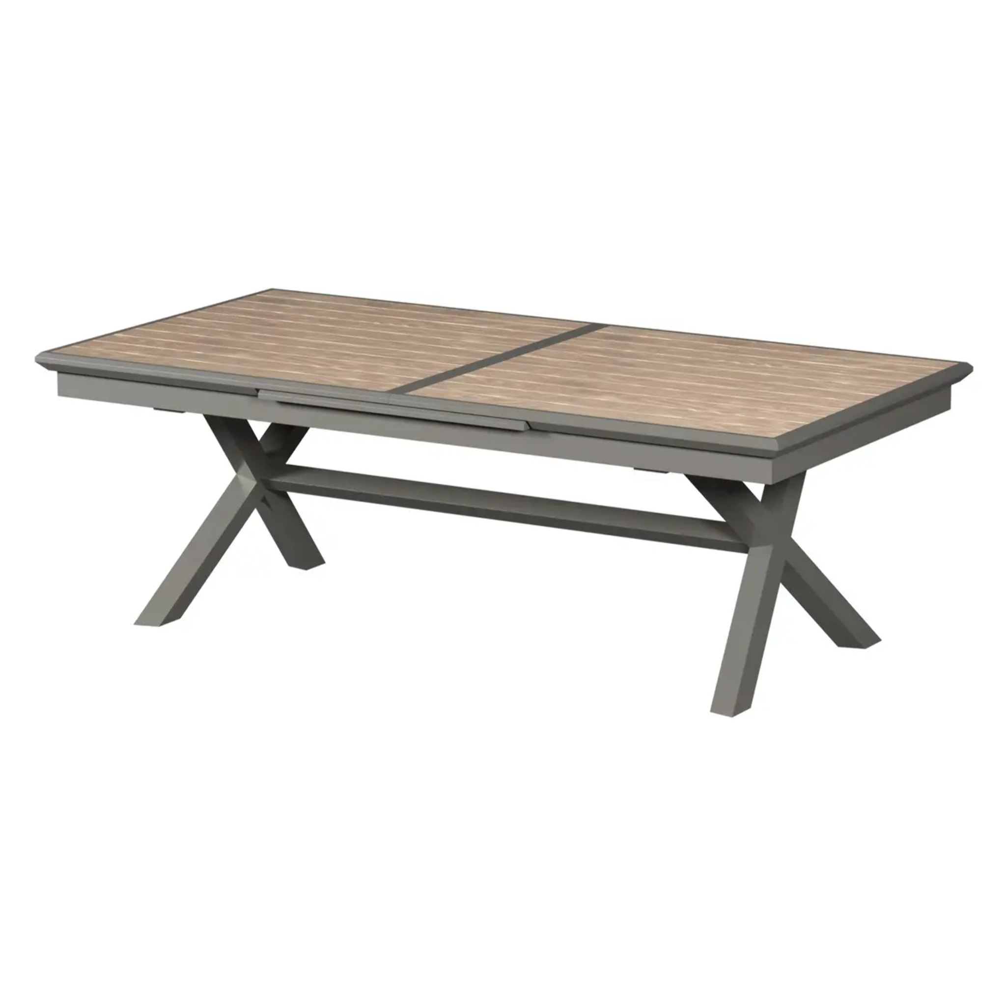 Table de jardin extensible "Axiome" effet bois honey & praline 12 places en aluminium traité époxy