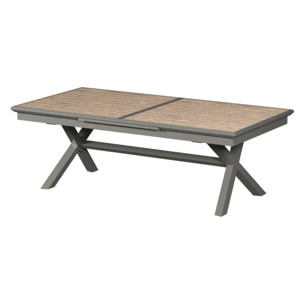 Table de jardin extensible "Axiome" effet bois honey & praline 12 places en aluminium traité époxy