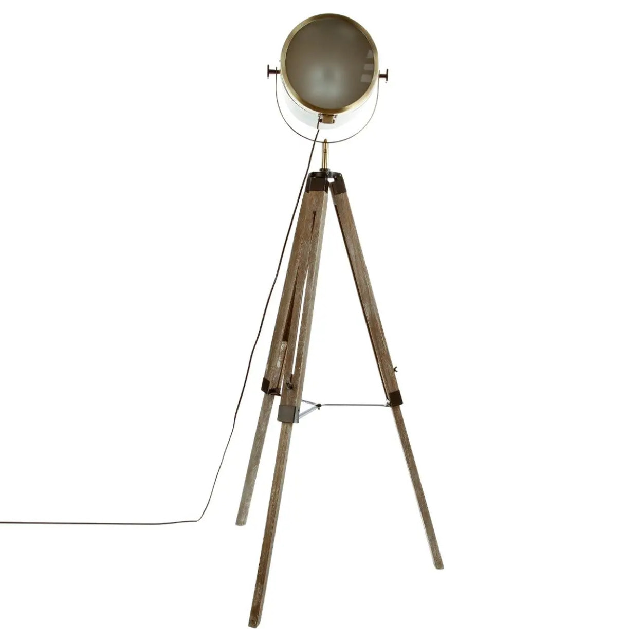 Lampadaire trépied "Ebor" bronze - bois & acier H152 cm