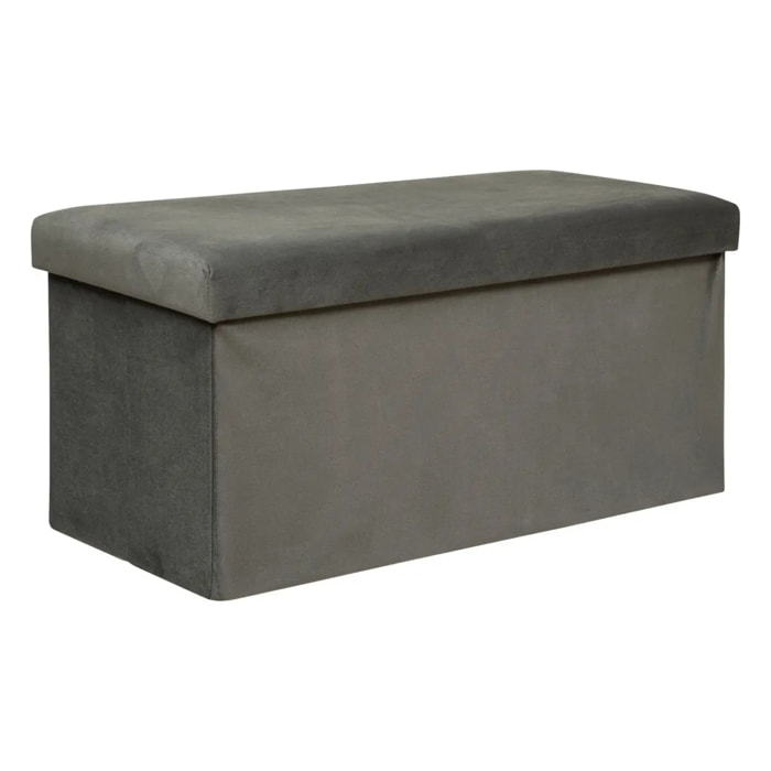 Pouf pliant double "Lilou" en velours 76x38cm gris