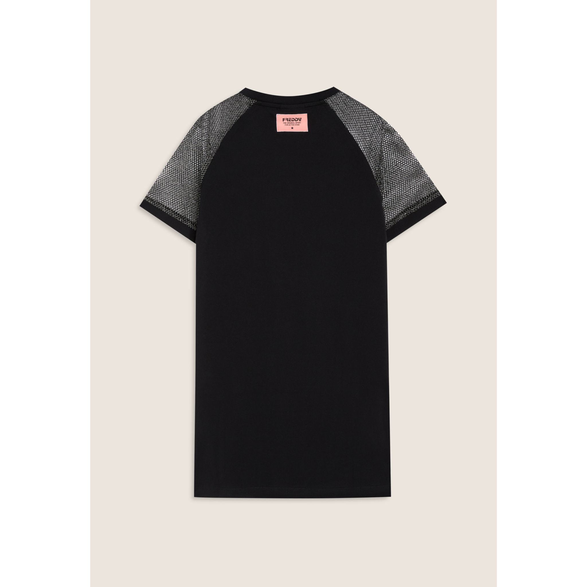 Vestitino Bambina Maxi T-Shirt con Maniche in Mesh Lurex