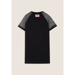 Vestitino Bambina Maxi T-Shirt con Maniche in Mesh Lurex