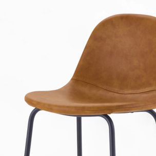 Pack 4 chaises pour îlot central camel et marron 65 cm - Henrik