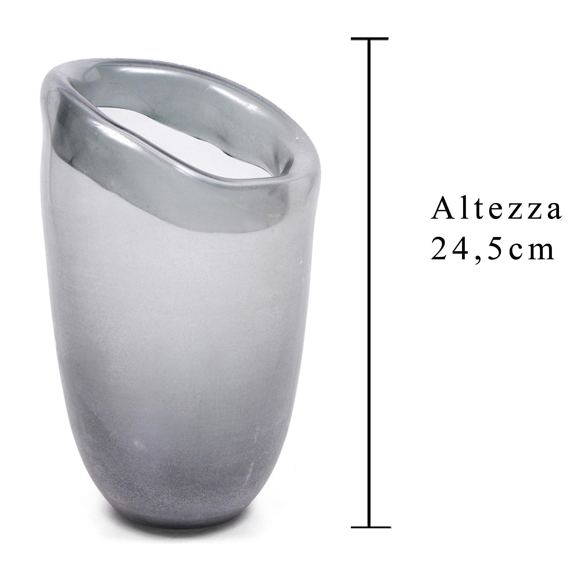 Vaso Obliquo Bordo Interno. Altezza 24,5 Cm - Pezzi 1 - 18X24,5X18cm - Colore: Grigio - Bianchi Dino - Decori Casa E Complementi