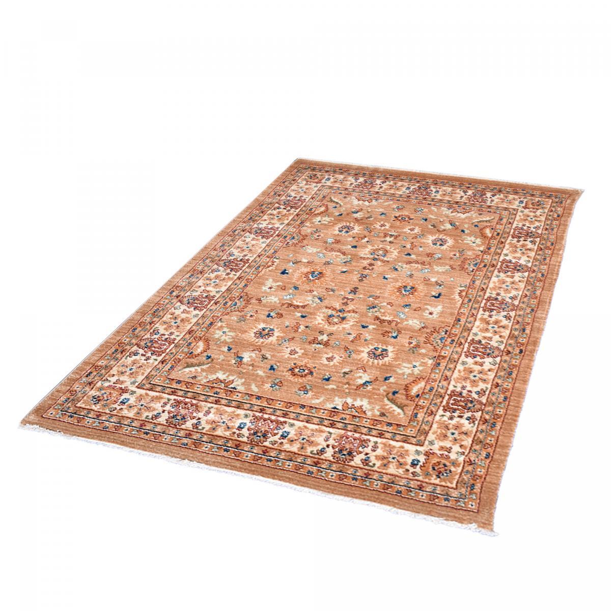 Tapis Boki rouge et beige aux motifs floraux d'inspiration Orientale