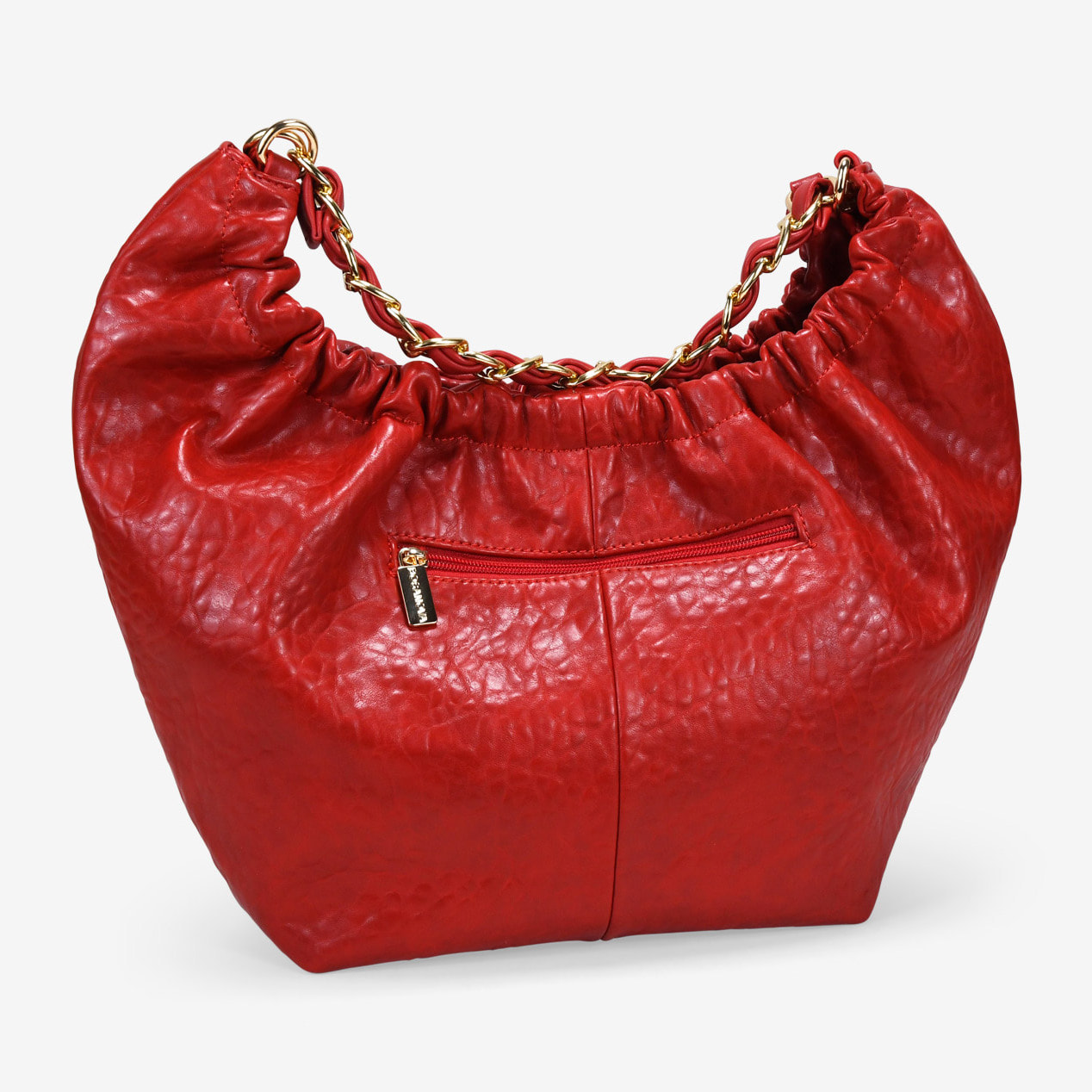 Bolso de hombro rojo con cadena