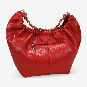 Bolso de hombro rojo con cadena