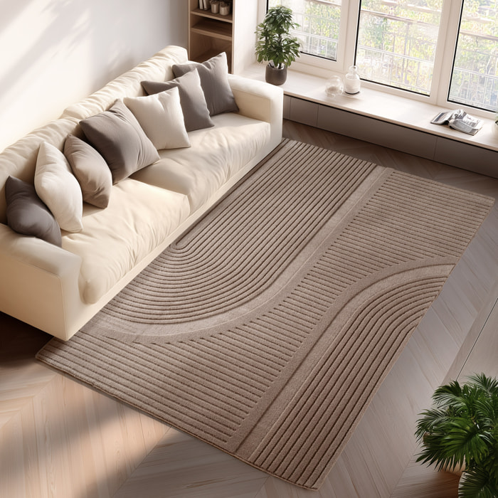 LENNY - Tapis de salon beige au design graphique