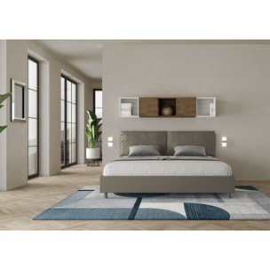 Letto matrimoniale king size con rete imbottito 200x210 similpelle cappuccino Antea Large