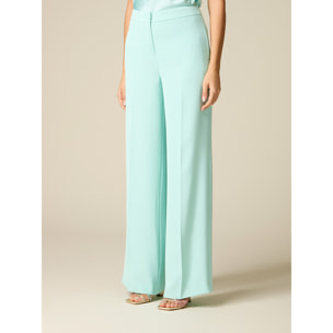 Oltre - Pantaloni palazzo in tessuto crêpe - Verde acqua