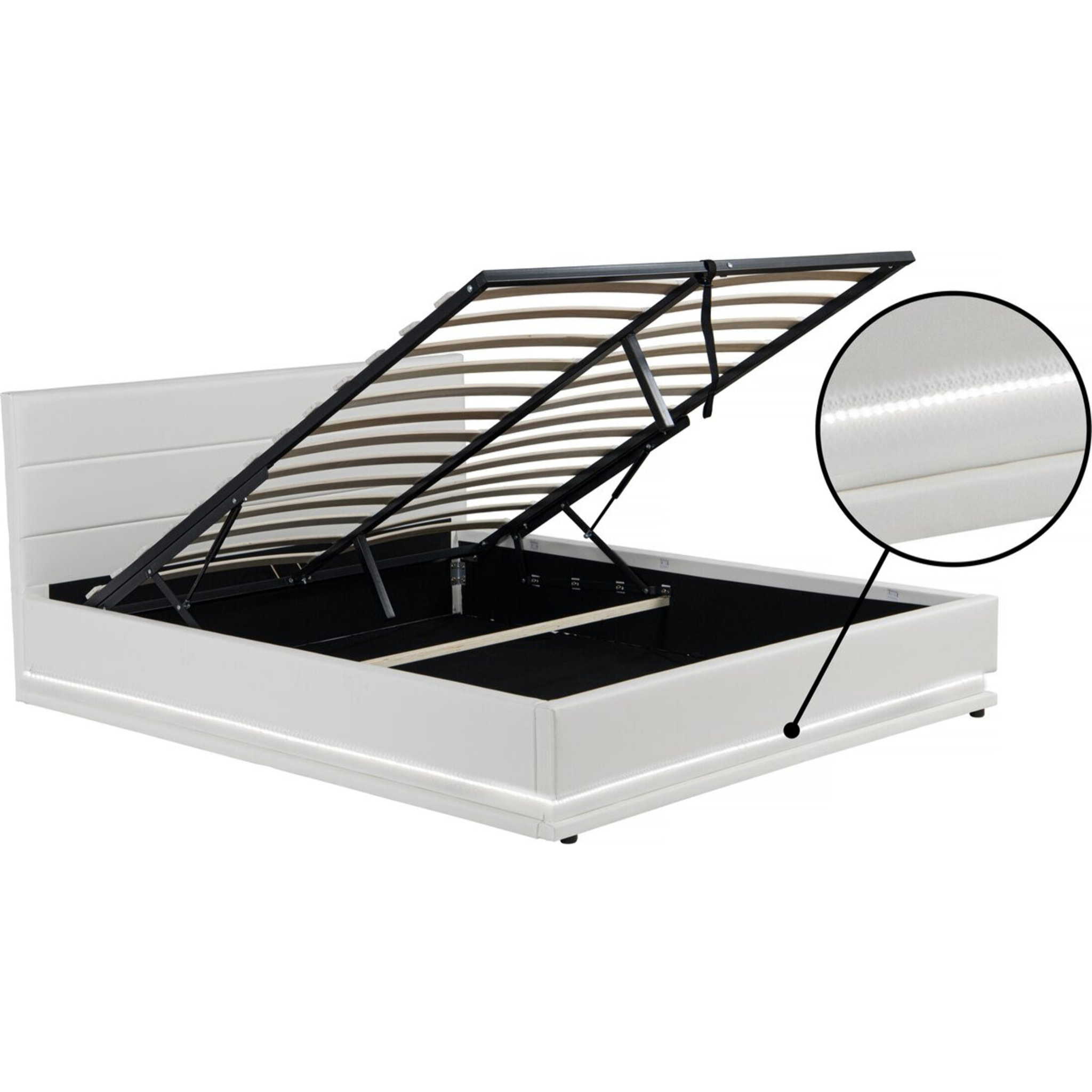 Lit LED avec coffre "Anastasia" - 140 x 190 cm - Blanc