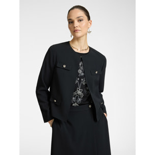 Elena Mirò - Chaqueta corta de cuello redondo - Negro