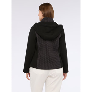 Fiorella Rubino - Plumífero bimaterial ligero con capucha - Negro