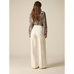 Oltre - Pantaloni palazzo in tessuto tecnico - Bianco