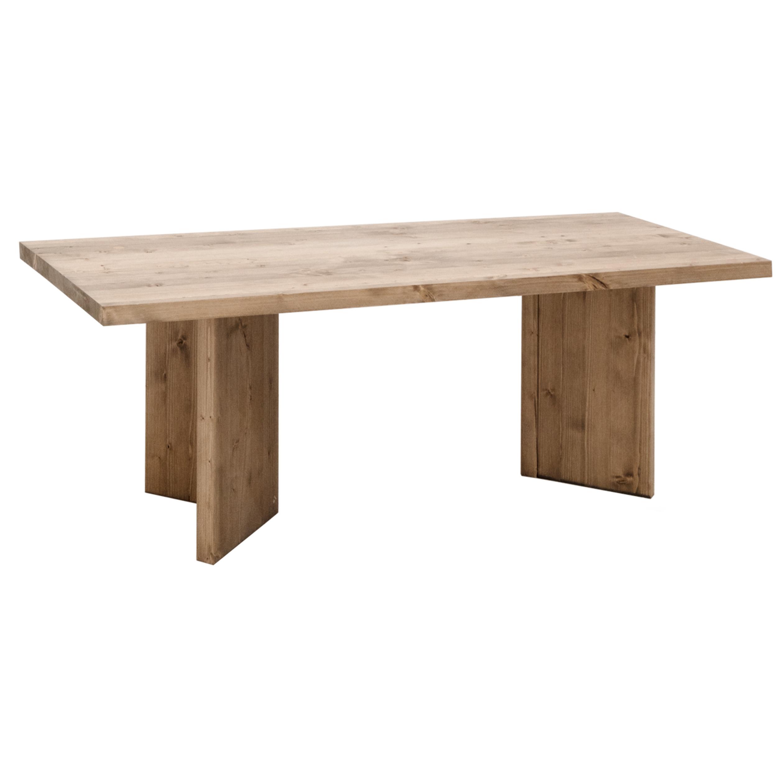 Mesa de centro de madera maciza en tono roble oscuro de 120x50 cm Alto: 40 Largo: 120 Ancho: 55