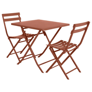 Table de jardin pliante carrée "Greensboro" ambre 2 places en acier traité époxy
