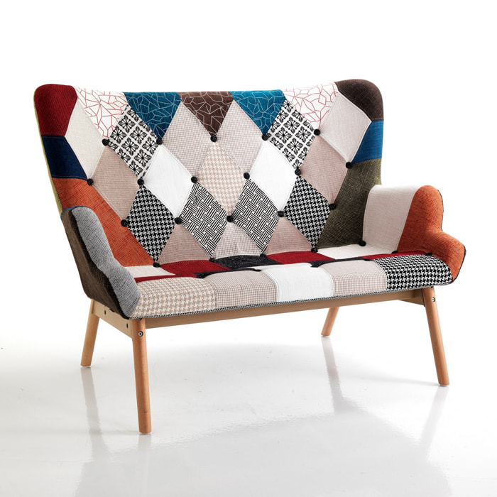 Canapé 2 places Tomasucci KALEIDOS-G, en coton et tissu, marron, 132 × 80 × 96 cm