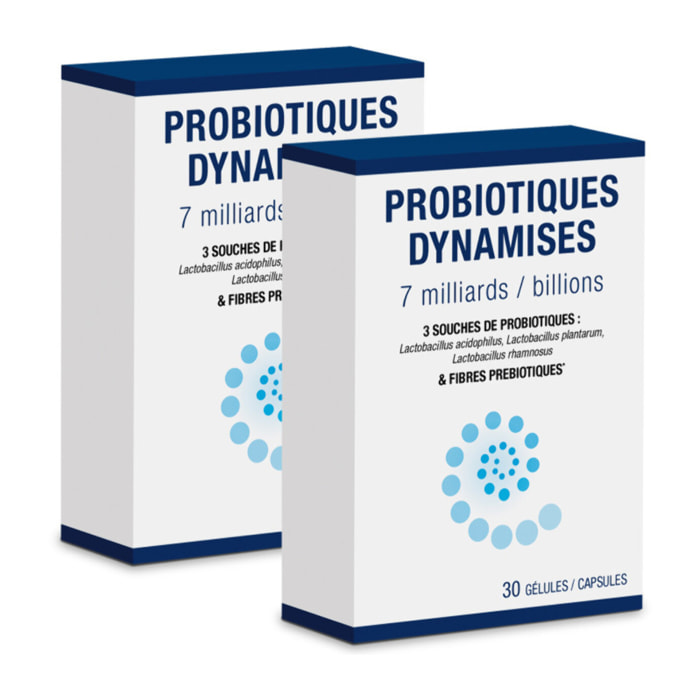 NUTRI EXPERT - Probiotiques Dynamisés - Favorise Equilibre De La Flore Intestinale -7 Milliards de Ferments Lactiques- 3 Souches Probiotiques - Fibres Prébiotiques - 30 Gélules - Sans Gluten - Lot de 2