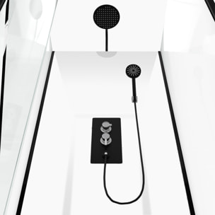 Cabine de douche carrée 80x80x230cm - extra blanc et profilé noir mat - LUNAR SQUARE 80