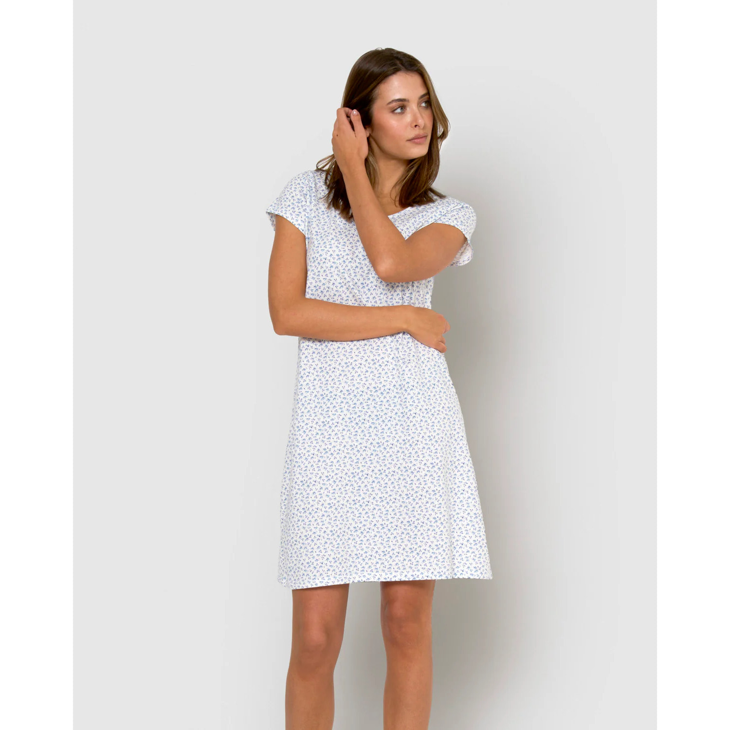 Vestido corto de algodón lilo índigo