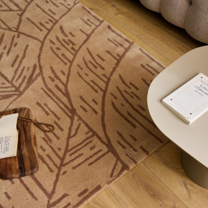 PANTONE - Tapis en laine fait main CEDRE BLANC à motif feuille marron