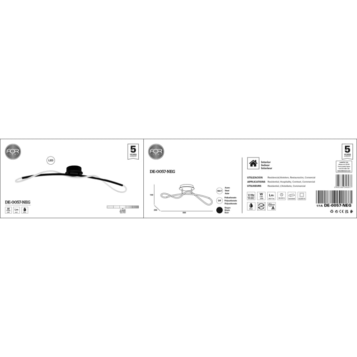 Forlight PLAFÓN IP20 TRESS LED 20.3W BLANCO NEUTRO - 4000K ON-OFF NEGRO