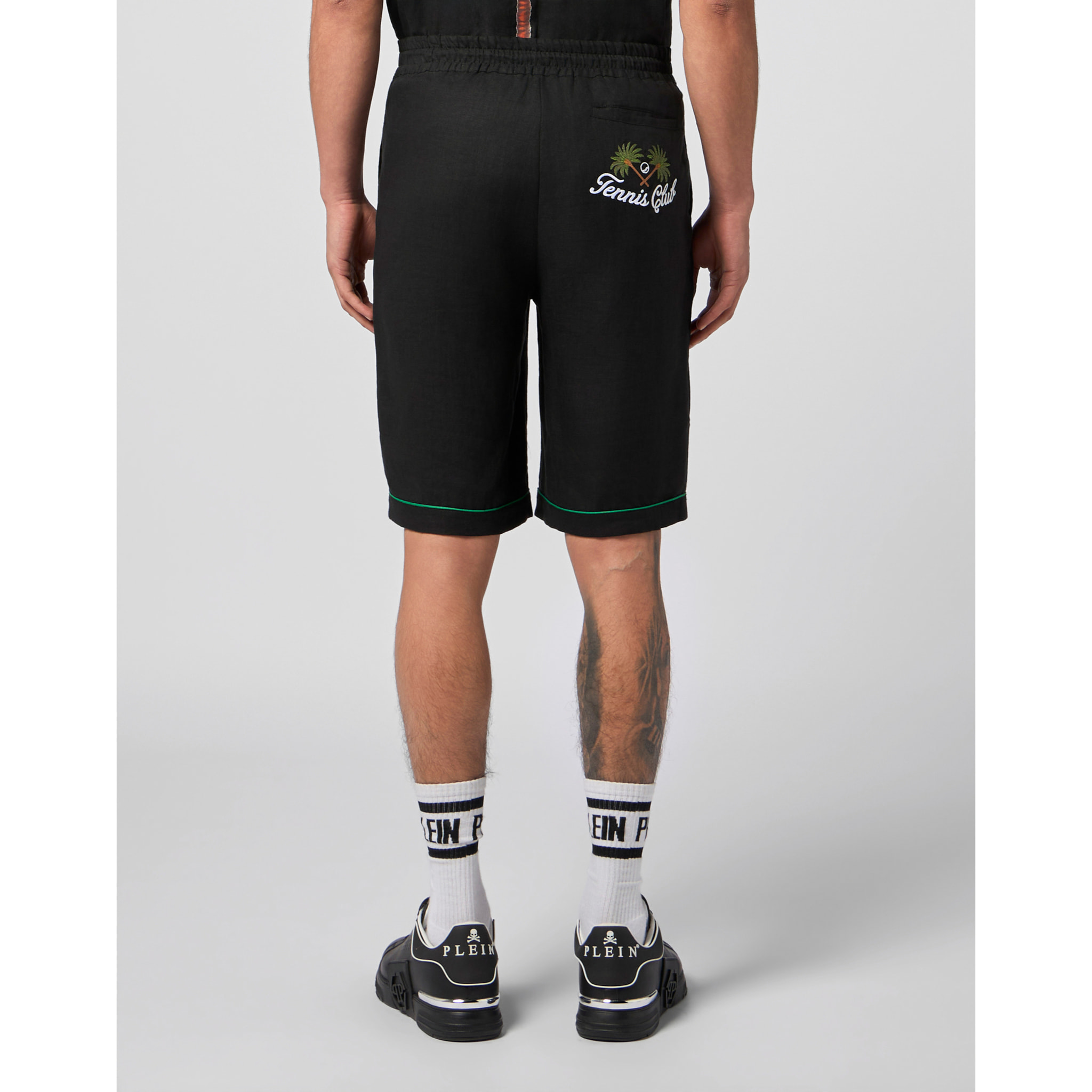 PHILIPP PLEIN Linen Drawstring Shorts Plein Tennis