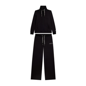 Tuta con zip e collo alto, pantaloni wide leg