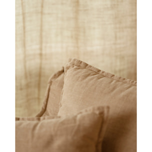Fauteuil en coton et lin déhoussable ton beige de 98x90cm Hauteur: 81 Longueur: 98 Largeur: 90