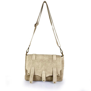 Borsa Donna in vera pelle Made in Italy colore Beige dimensioni cm 30 x 21 x 8