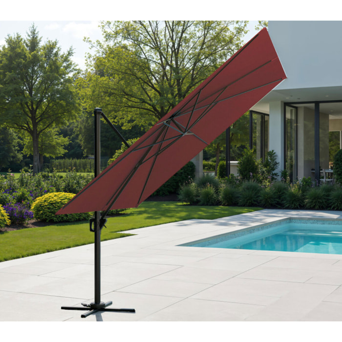 Parasol déporté 3x3m - bordeaux - SUNKING