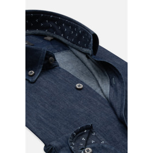camicia uomo 1 bottone button down slim Jeans Unito Blu