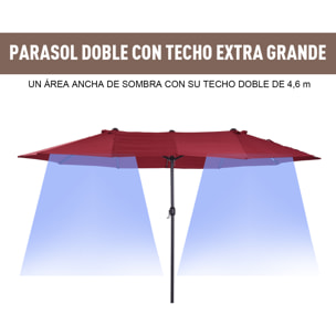 Sombrilla Doble de Tela de Poliá©ster 4.6x2.7x2.4m Rojo