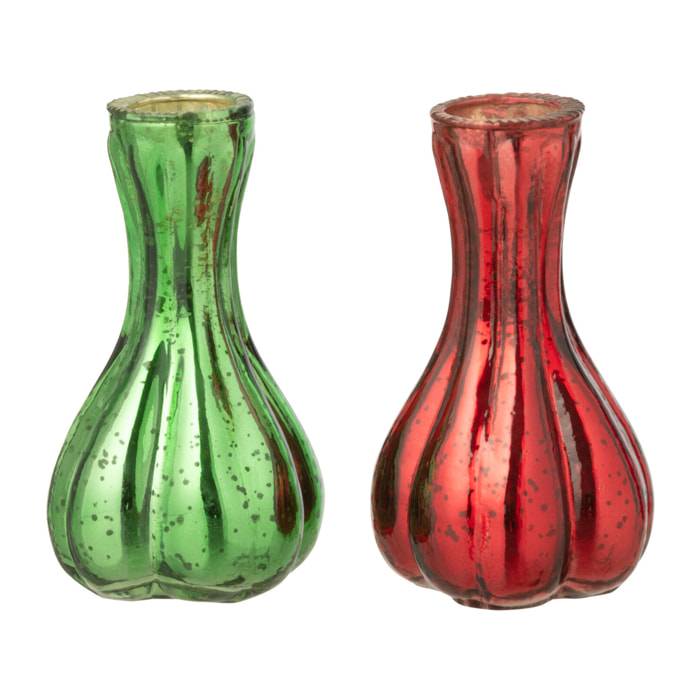 J-Line vase Soli - verre - rouge/vert - small - 2 pcs