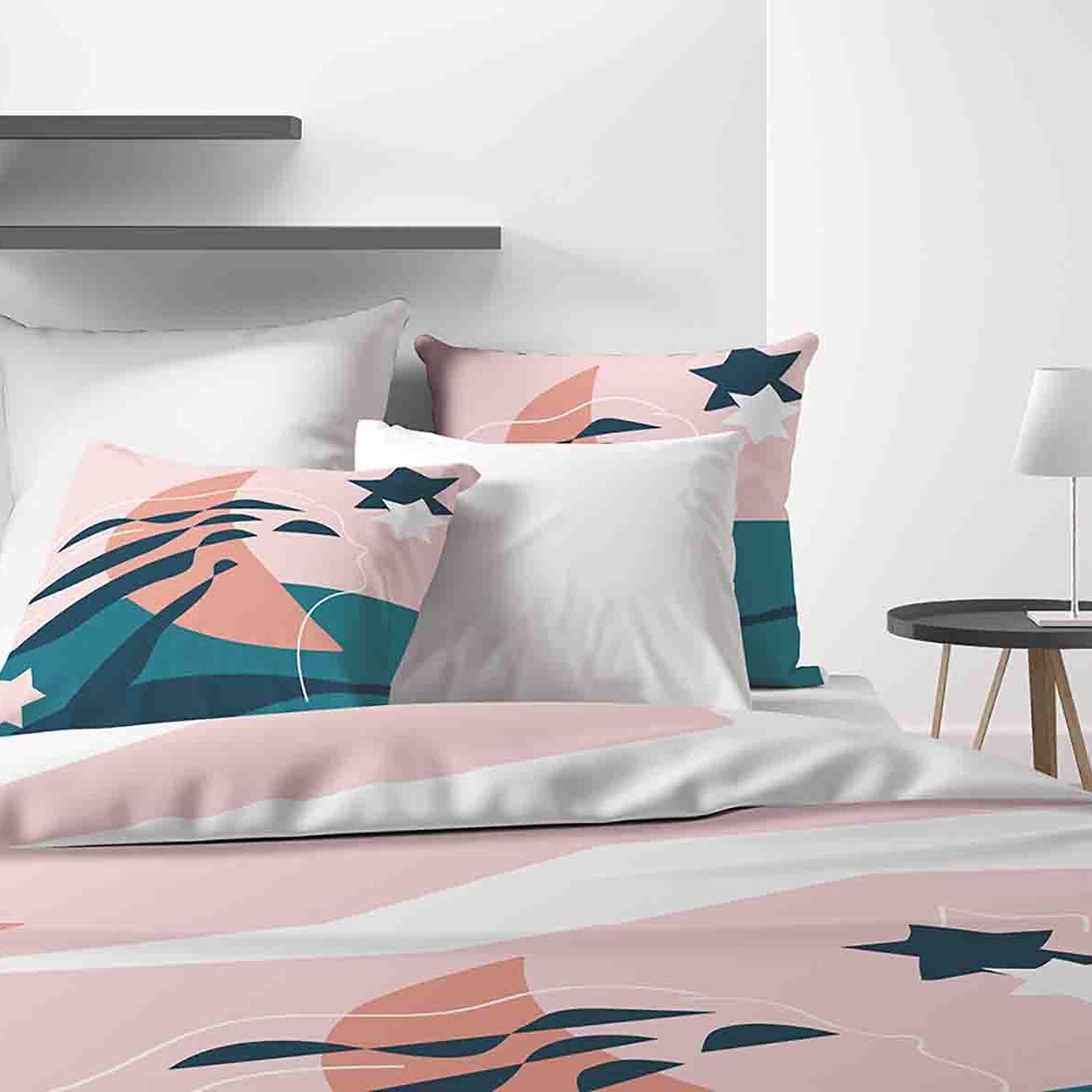 Parure Housse De Couette 3pcs avec Taies oreiller 100% coton 47fils Heol