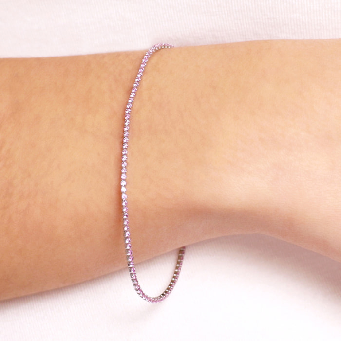 Bracciale Tennis con Cubic Zirconia Rosa 1.2mm