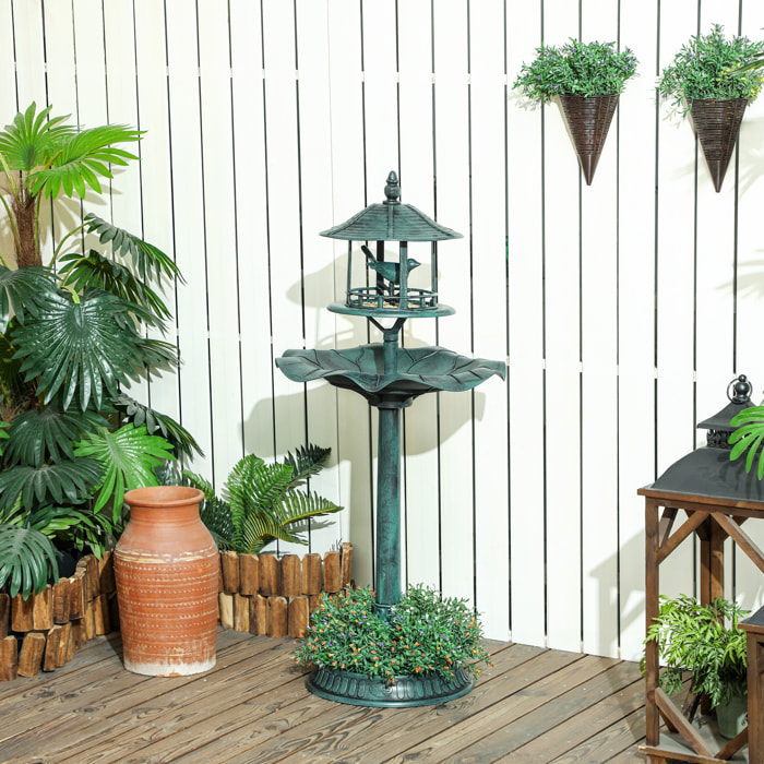 Bain d'oiseaux abreuvoir pour oiseaux jardinière 3 en 1 dim. Ø 50 x 113H cm polypropylène vert antique
