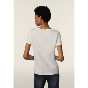 T-shirt donna in jersey con retro fantasia paisley