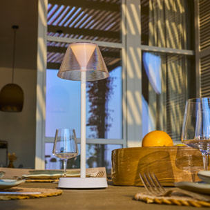 Lampe de table sans fil BEVERLY blanc H34cm